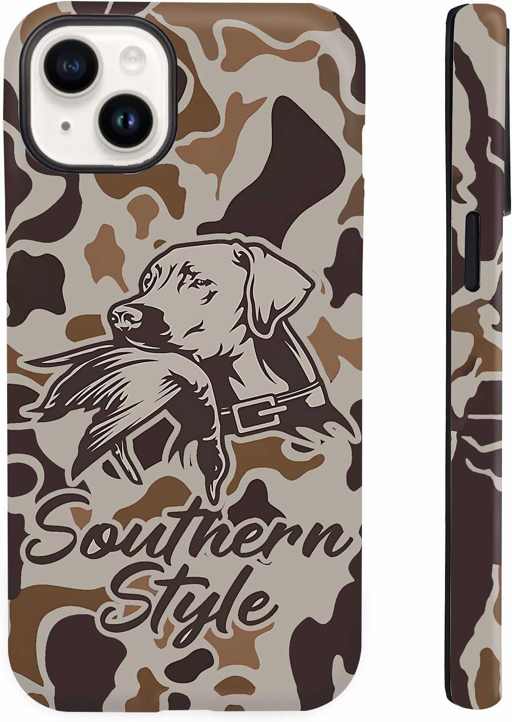 Cool Duck Hunting Dog Camo Phone Case for iPhone 12 Mini/13 Mini (5.4"), Shockproof Soft TPU & Hard PC Hybrid 2-Layer Protective Phone Cover for Men Boys Women Girls