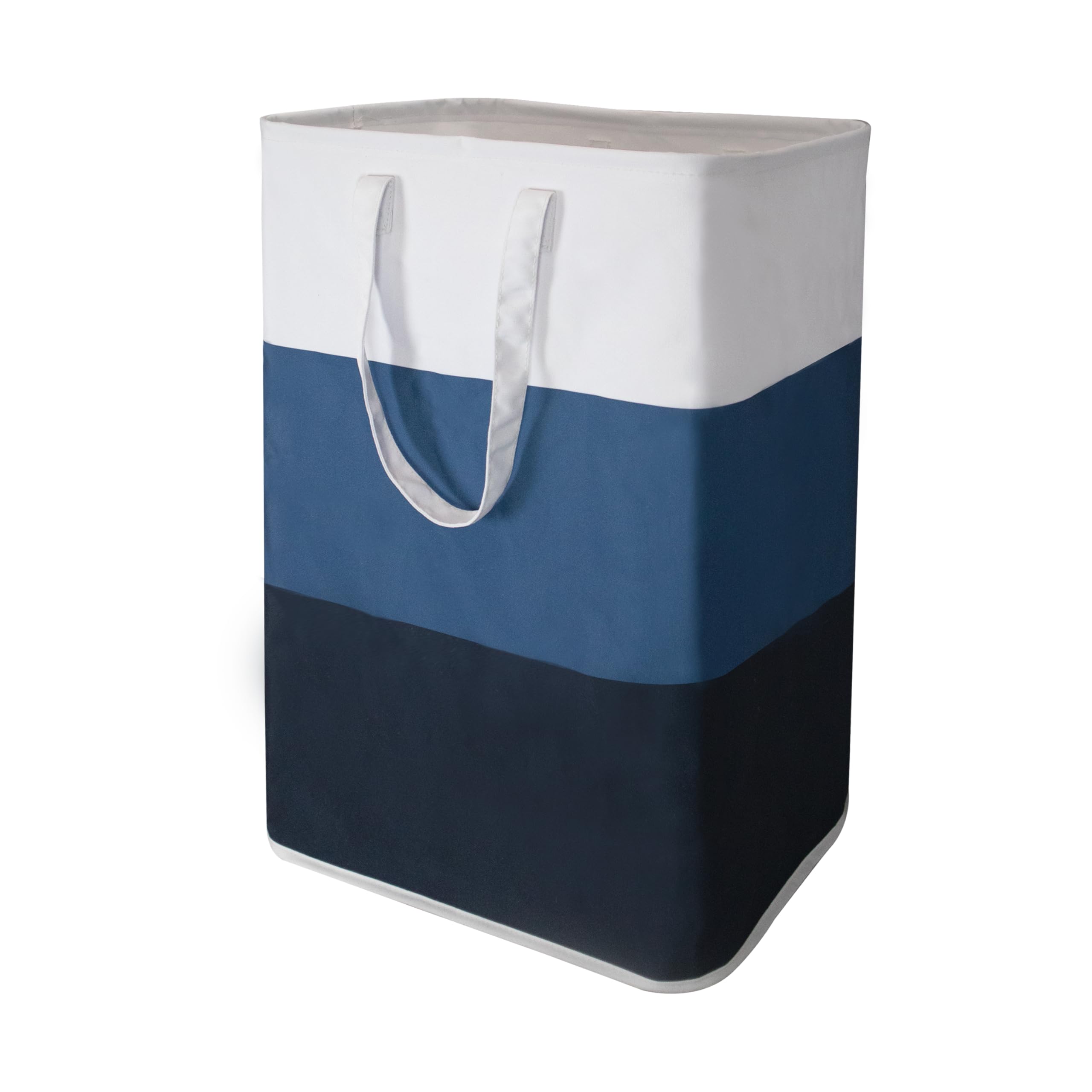 Stylish Freestanding Laundry Hamper with Portable Handles,72L Foldable Laundry Basket with Waterproof Liner,Bathroom Dirty Clothes Hamper,Multi-purpose Storage Bag Space-saving for Home,Dorm,RV(Blue)