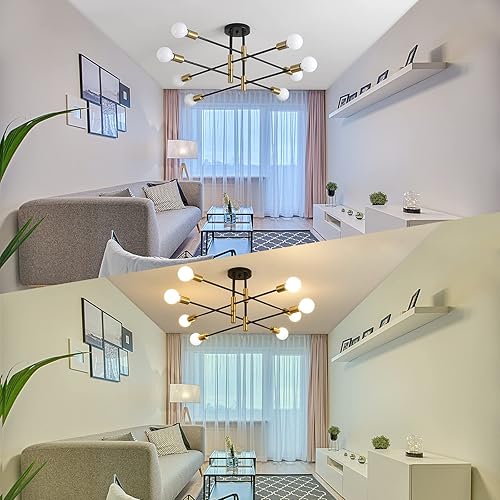 Miniatura 2 de Lámpara de techo moderna de mediados de siglo, lámpara Sputnik, lámpara industrial semiempotrada, iluminación colgante para cocina, comedor,