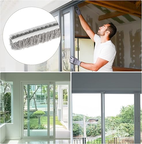 Miniatura 3 de METALLIXITY Burlete de cepillo (316 pulgadas x 14 pulgadas x 32.8 pies), ranura para tarjetas, tira elástica para cepillo de puerta, ventana, armario