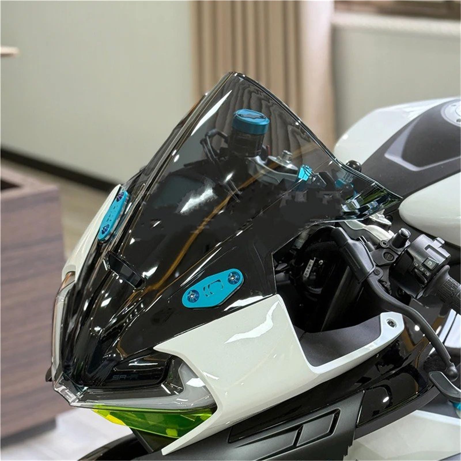 Motocicletas Parabrisas para CFMOTO 675SR 675SR-R 675 SR para SRR Accesorios Motocicleta Parabrisas Deflectores Viento Pantalla Doble Burbuja(Black)