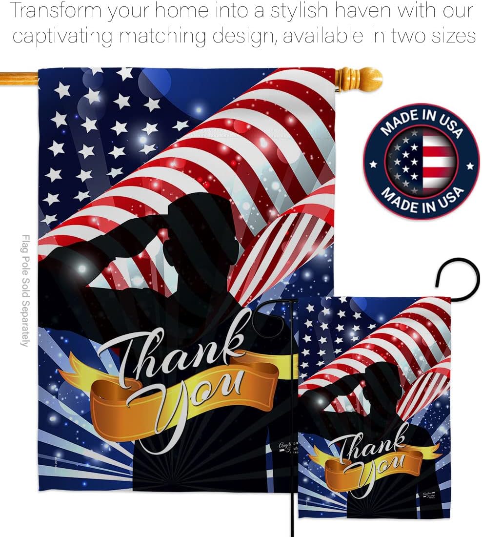 Thank You Americana - Everyday Military Impressions Decorative Vertical House Flag 28" x 40" Printed in USA