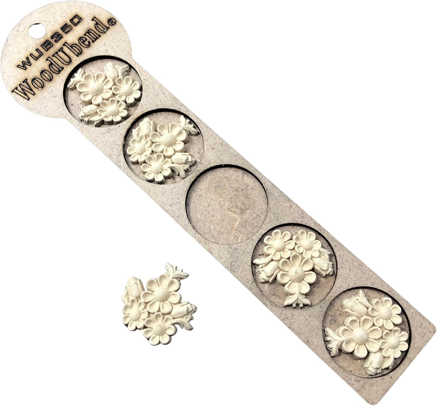 WoodUbend WUB0350 Flower Garland Appliques - Heat Bendable & Flexible Wood Onlays 3.5x3.5cm - DIY Craft, Furniture & Home Decor - Easy to Apply & Paint - Versatile, Reusable Decals (5 Pack)