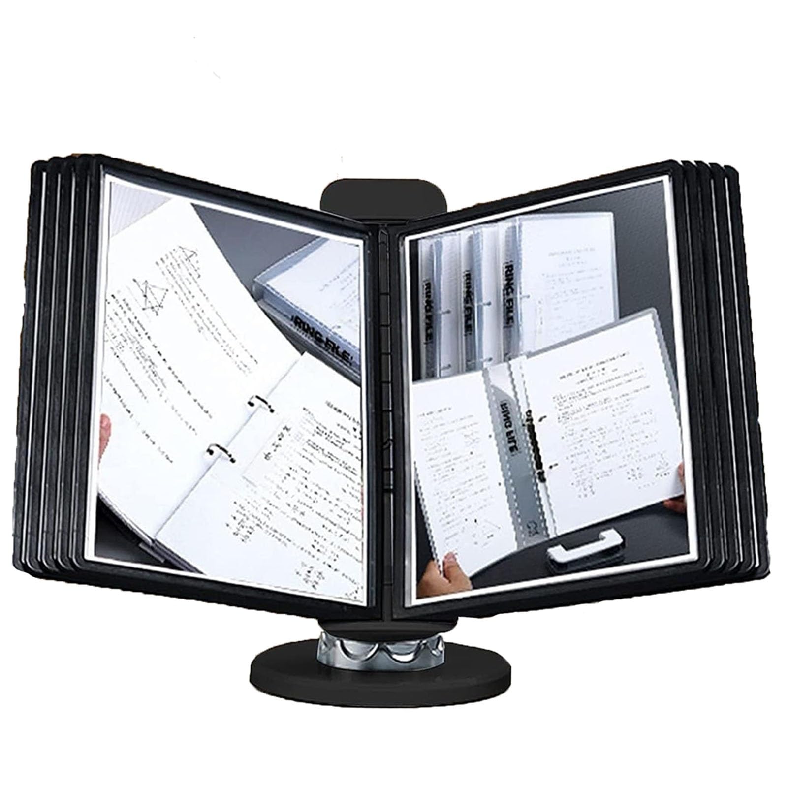 Sistema De Paneles De Visualización De La Mesa - Clasificador De Mesa, 10 Bolsillos, Giratorio 360° Y Ángulo De Inclinación Ajustable, para Exhibición De Oficina Y Almacenamiento De Documentos