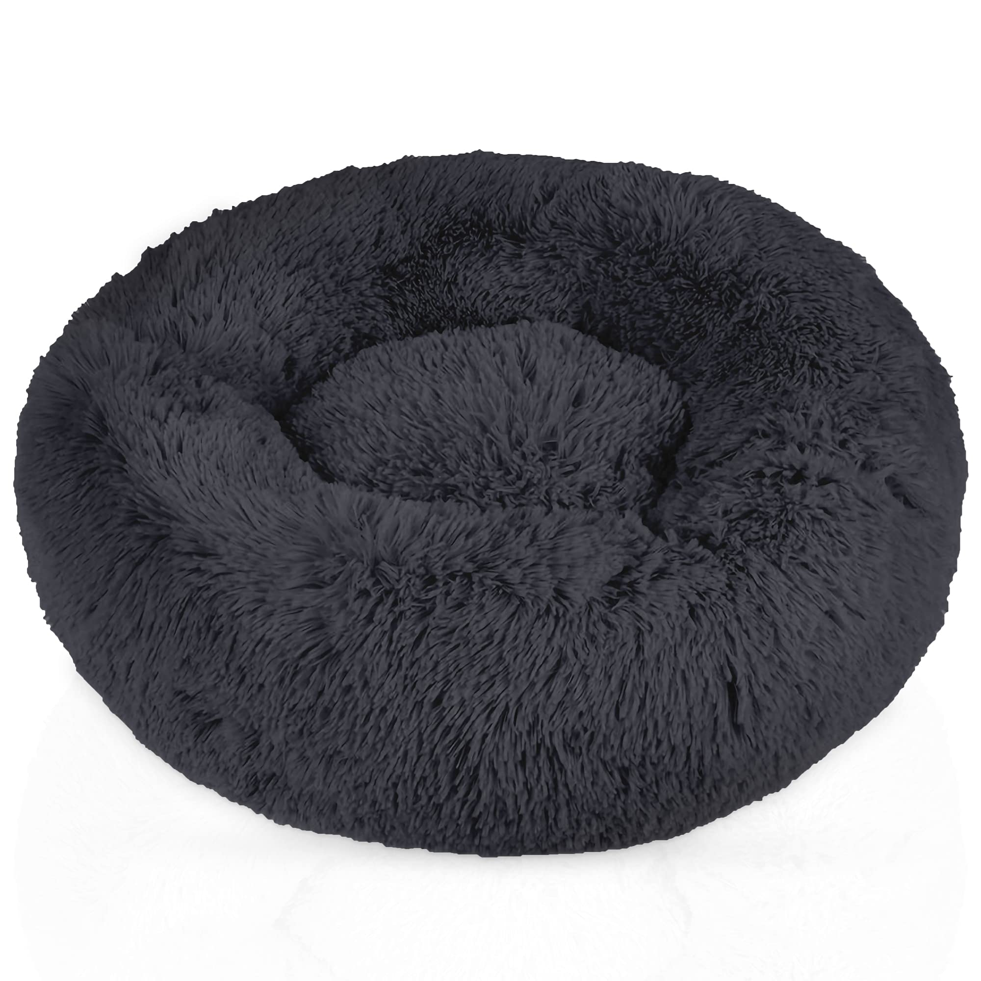 Lit pour animaux en peluche Intirilife 80cm gris foncé pour grand chat et chien