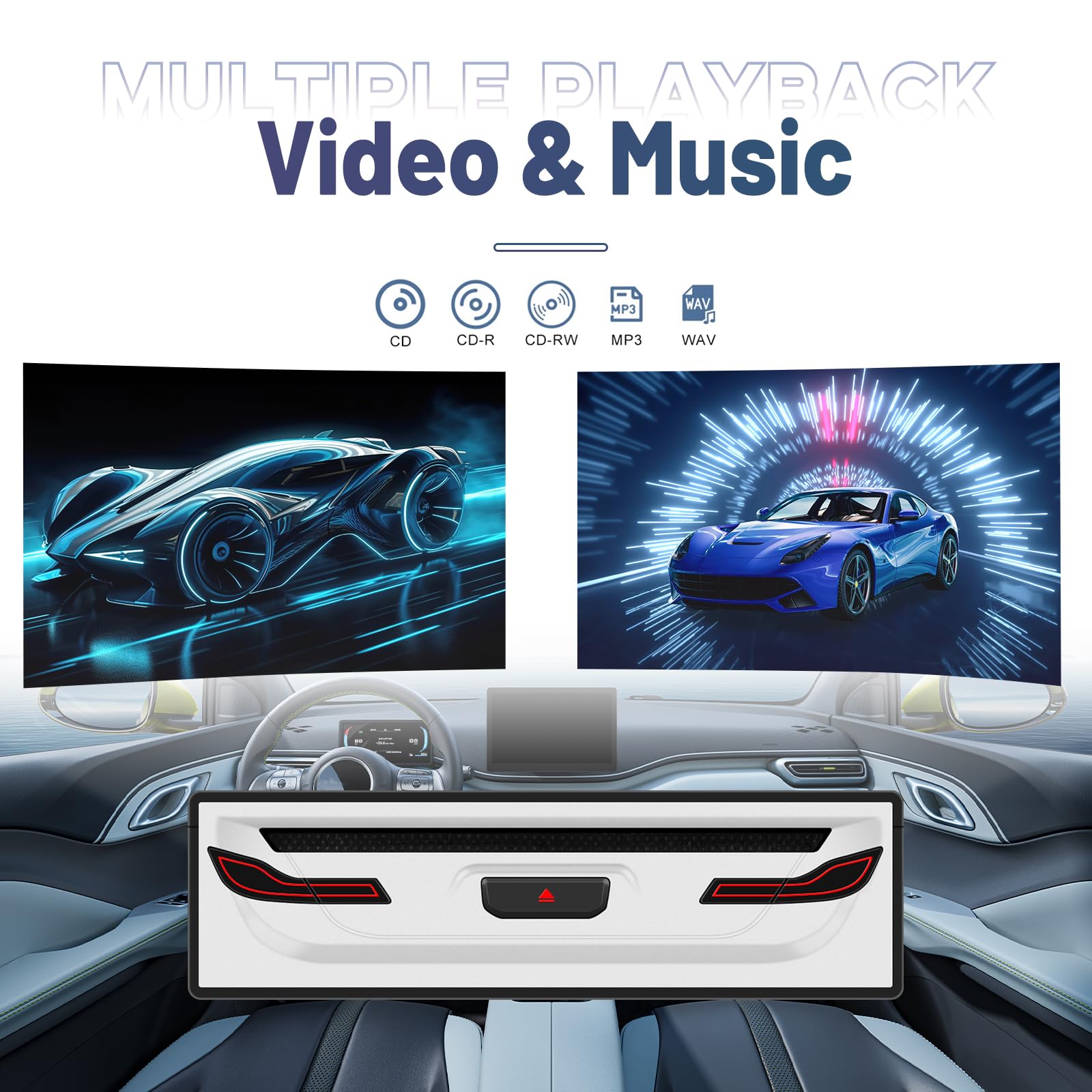 Rimoody Lecteur CD/DVD pour Auto - Plug & Play Haute Performance avec Anti-Choc, USB 2.0, Support WAV/VOB, Compact pour Voiture, Camping-Car
