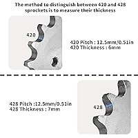 Vista 3 de Piñón de cadena 420 10T piñón delantero de 0.669 in compatible con 50cc 70cc 90cc 110cc 125cc 140cc15cc 160cc Lifan Loncin Dirt Bike, ATV, Go Kart