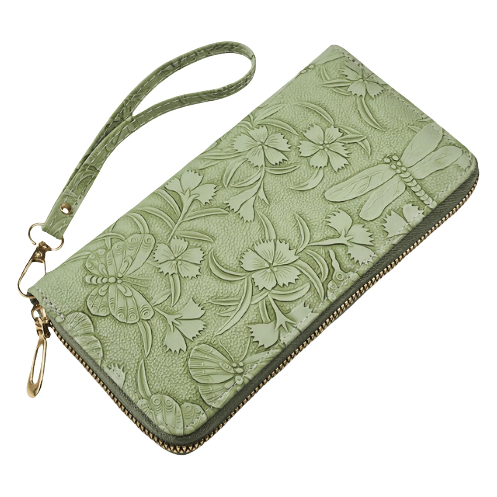 Bakurok RFID Wallets for Women Wristlet Vegan Leather Long Purse Floral Zip Around Clutch Large Capacity Card Holder