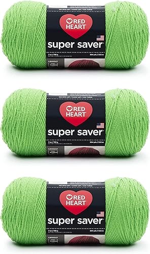 Red Heart Super Saver Spring Green Yarn - 3 Pack of 198g/7oz - Acrylic - 4 Medium (Worsted) - 364 Yards - Knitting/Crochet - Spring Green - 3 pack