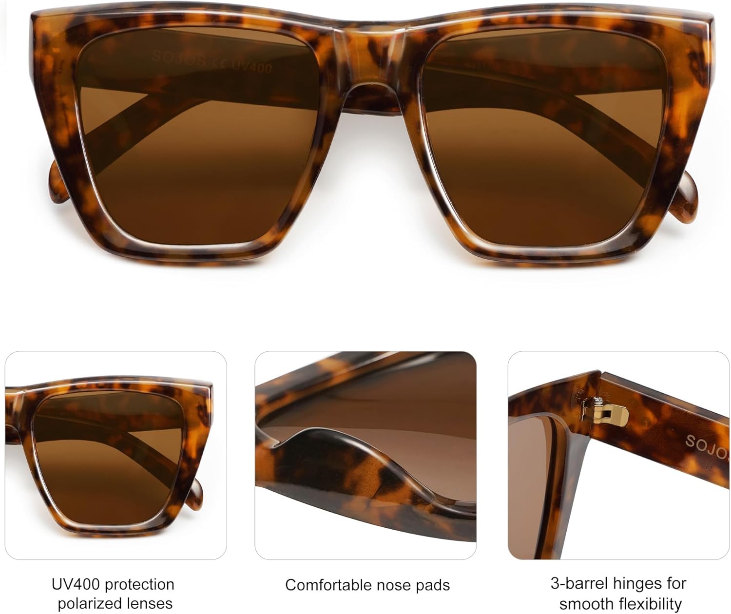 SOJOS Fashion Oversized Square Cat Eye Polarized Sunglasses for Women Trendy Cateye Style Womens Sunglasses SJ2179 - Image 4