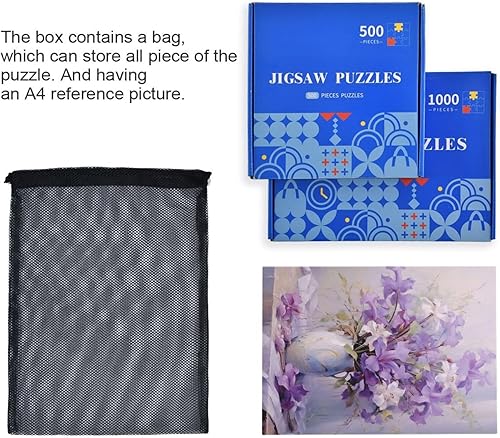 Miniatura 7 de Rompecabezas de flores moradas de 500 piezas para adultos, rompecabezas educativos de aprendizaje, juguetes familiares difíciles y desafiantes con