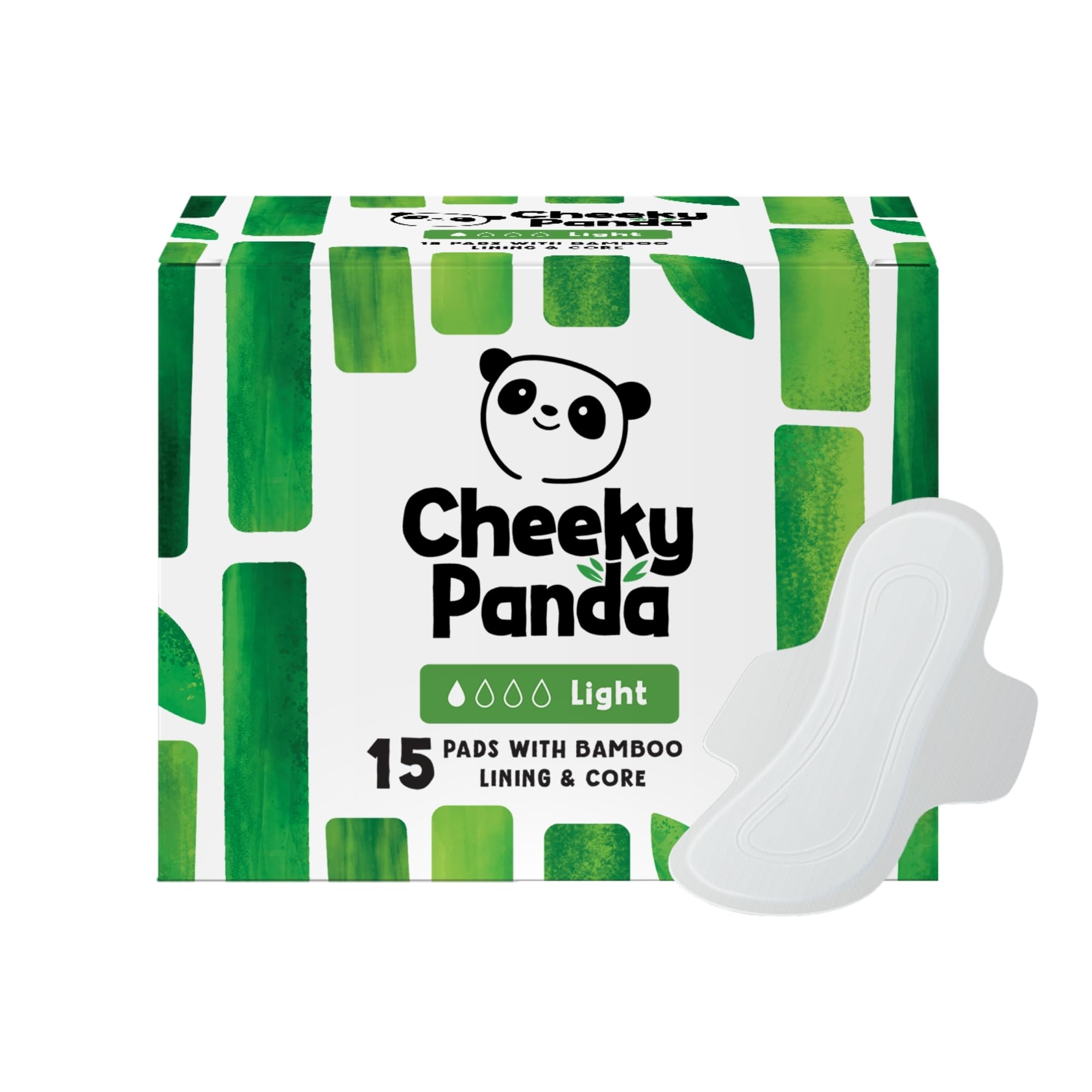 The Cheeky Panda Organic Sanitary Towels for Women – Light Flow – 15 Organic Pads Per Pack - with Bamboo Pads and Core