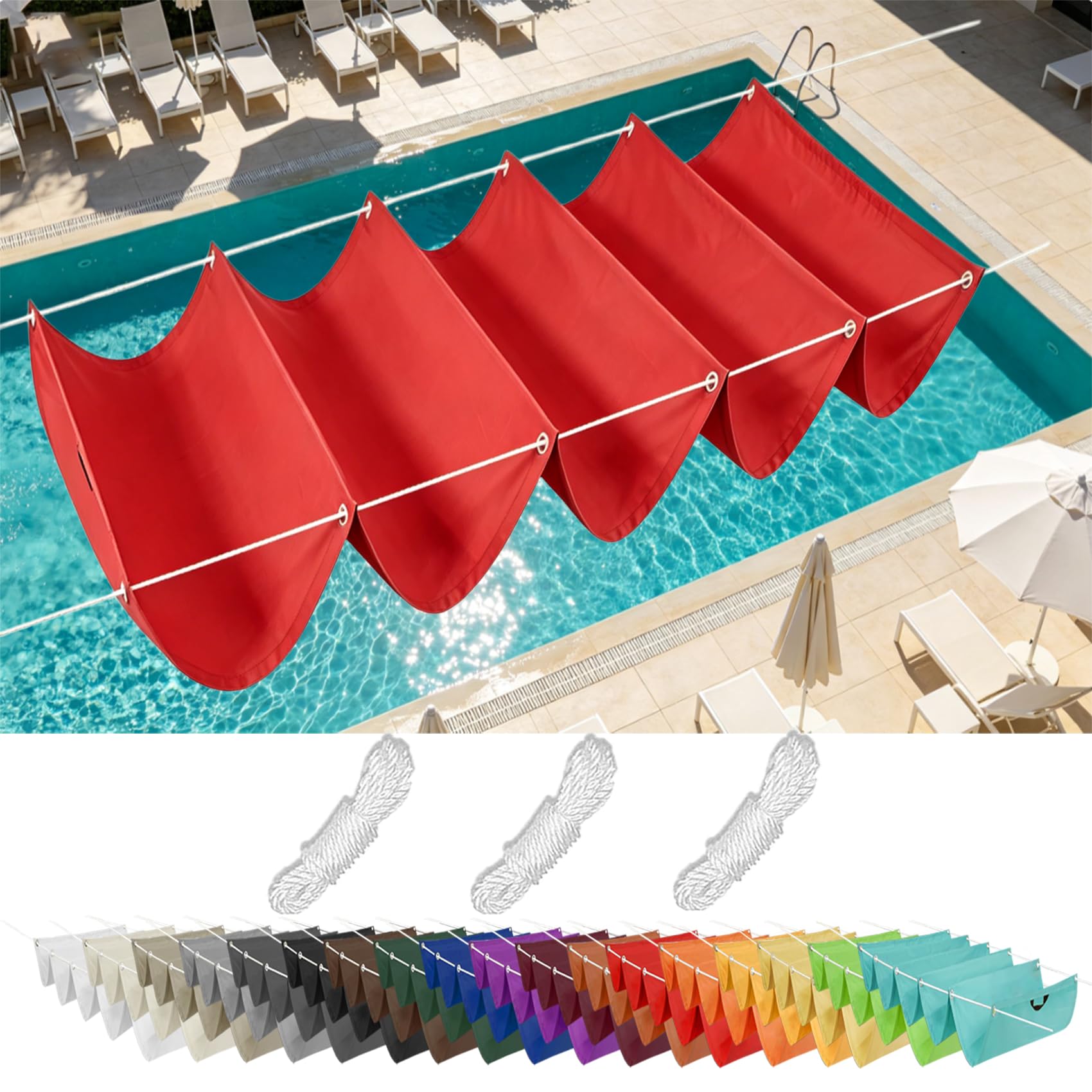 Voile ombrage rétractable rouge pour une ambiance estivale au jardin