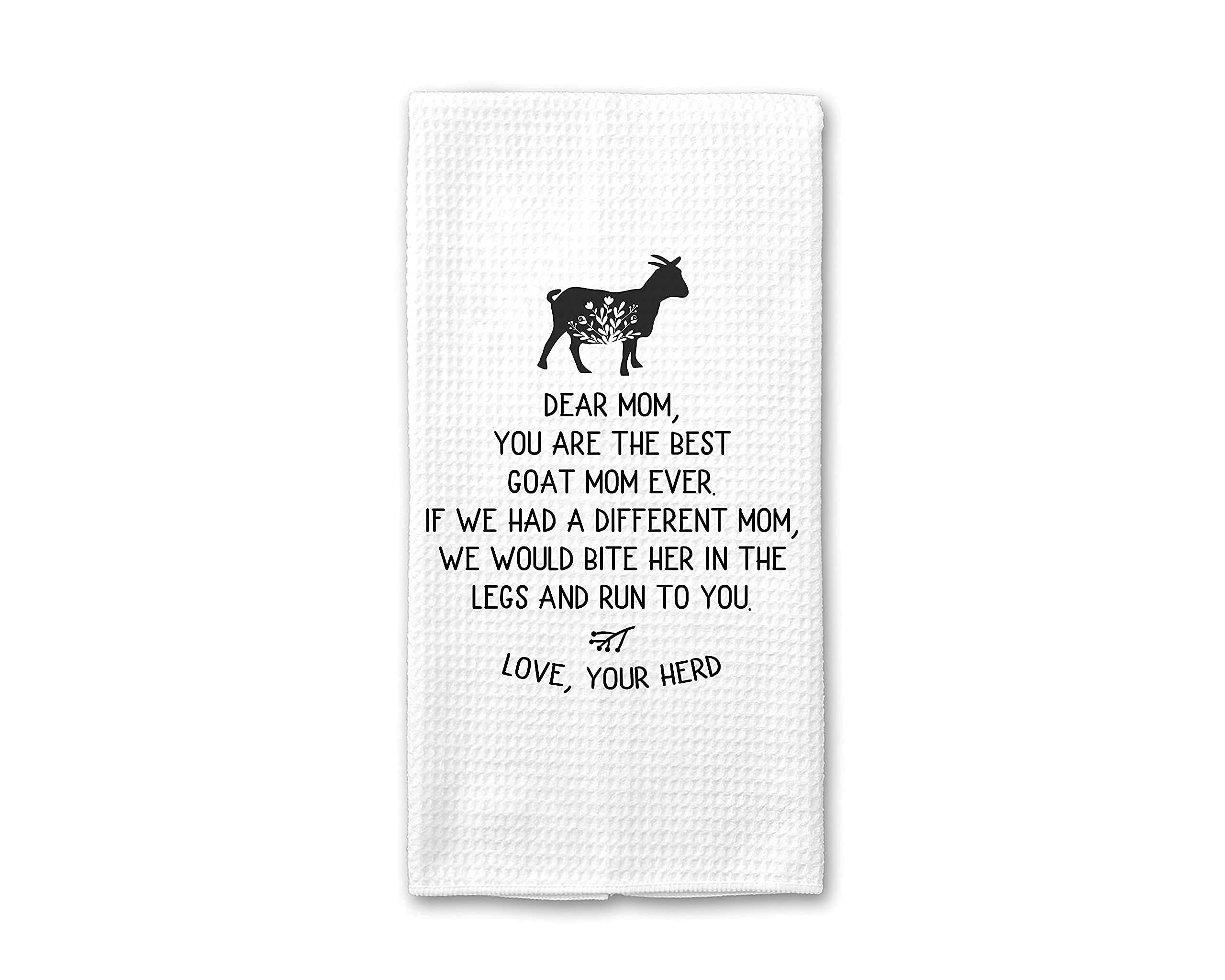 CANARY ROAD Goat Mom Towel, Goat Towel, Goat Gift, Goat Lady Towel, Goat Farmer Gift, Backyard Farmer Gift, Goat Mom Gift