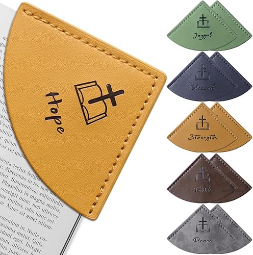 12 marcapáginas de cuero, marcadores para la Biblia, marcadores de esquina de página, marcadores inspiradores, regalos cristianos religiosos para