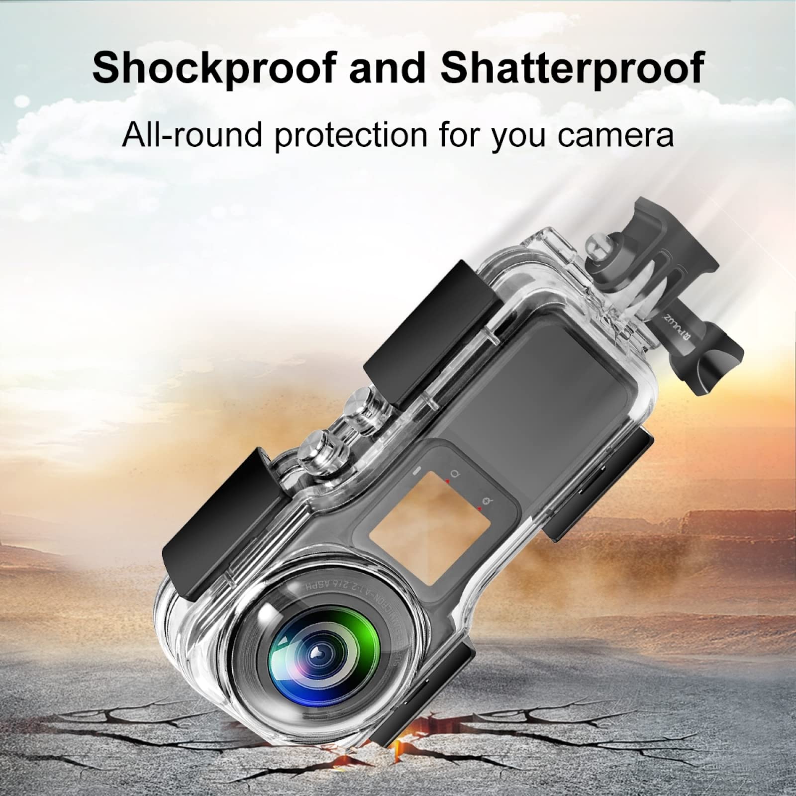 PULUZ 40m Unterwassergehäuse kompatibel mit Insta360 One RS 1-Zoll 360 Edition wasserdichte Action-Kamera-Zubehör