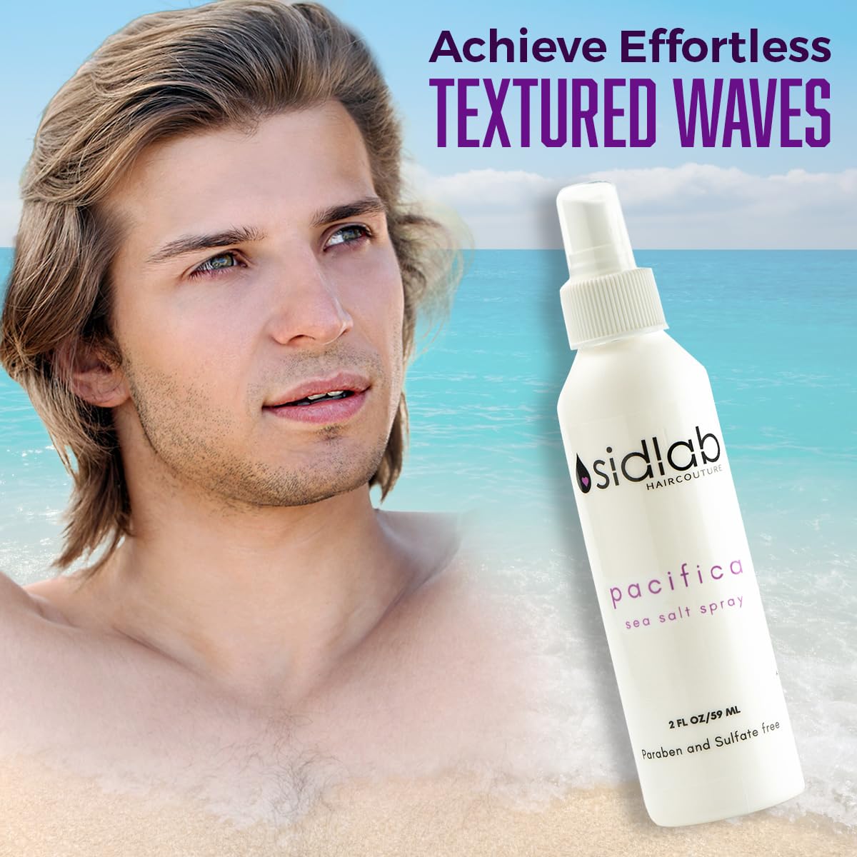 Pacifica Sea Salt Spray for Men - Texturizing Hair Spray for Beachy, Salty & Crisp Texture (2 Fl Oz)