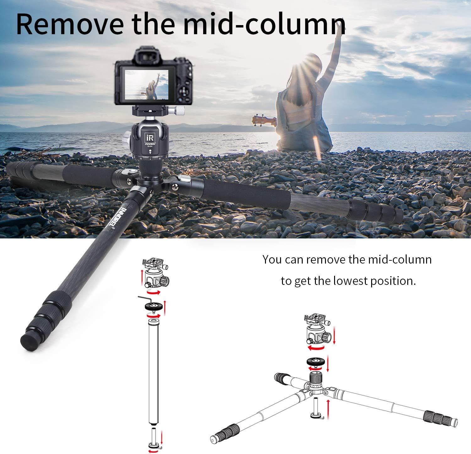 Rеvіеw Prоduсt Carbon Fiber Tripod-INNOREL RT75C Super Professional Tripod Monopod Heavy Duty Stand Support Low Gravity Center 360°Panoramic ballhead for Digital DSLR Camera