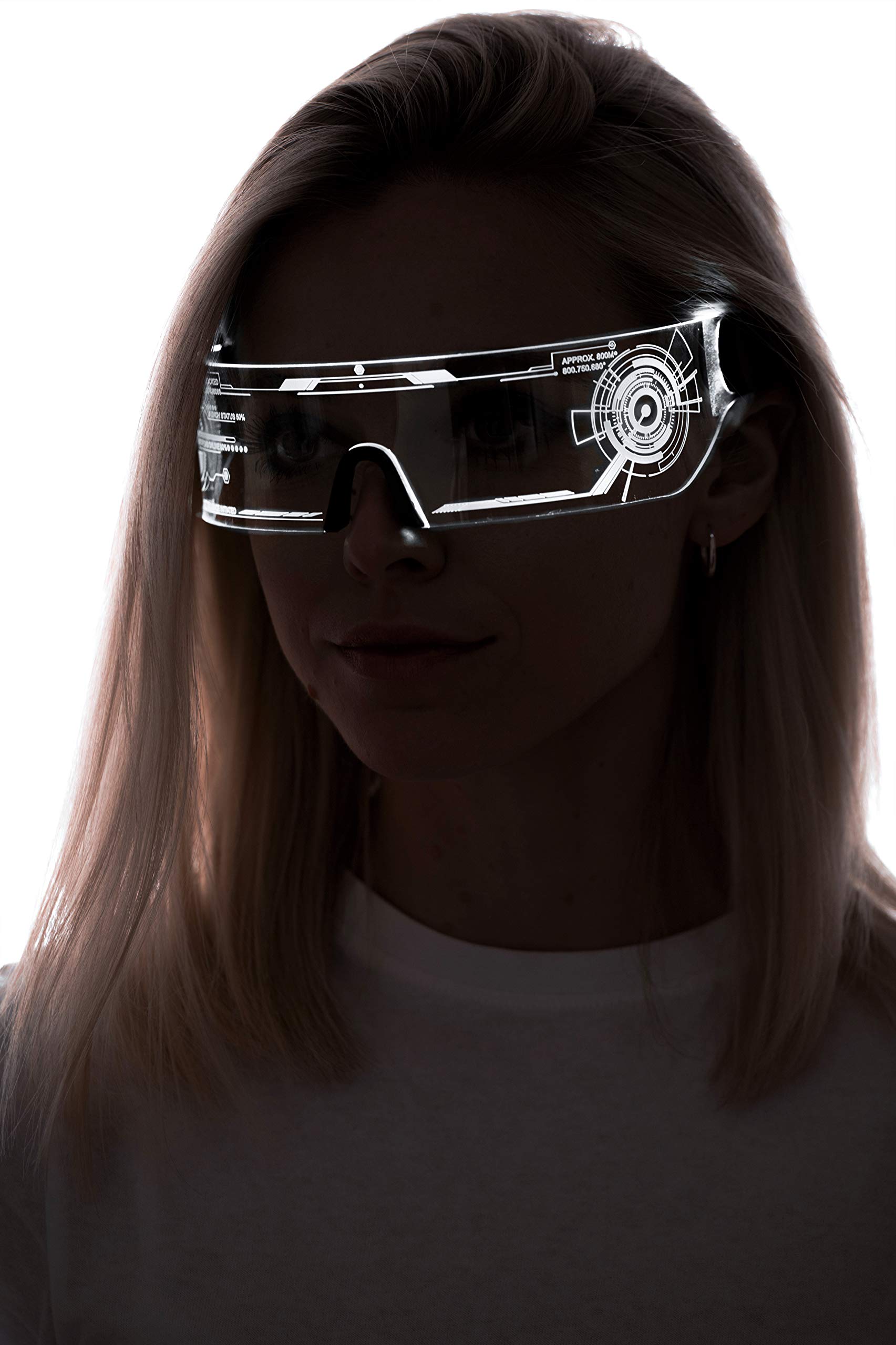 ASVP Shop Cyberpunk LED Visor Glasses - Perfect For Cosplay and Festivals - Cybergoth - Cyberpunk Glasses Goggles (White)