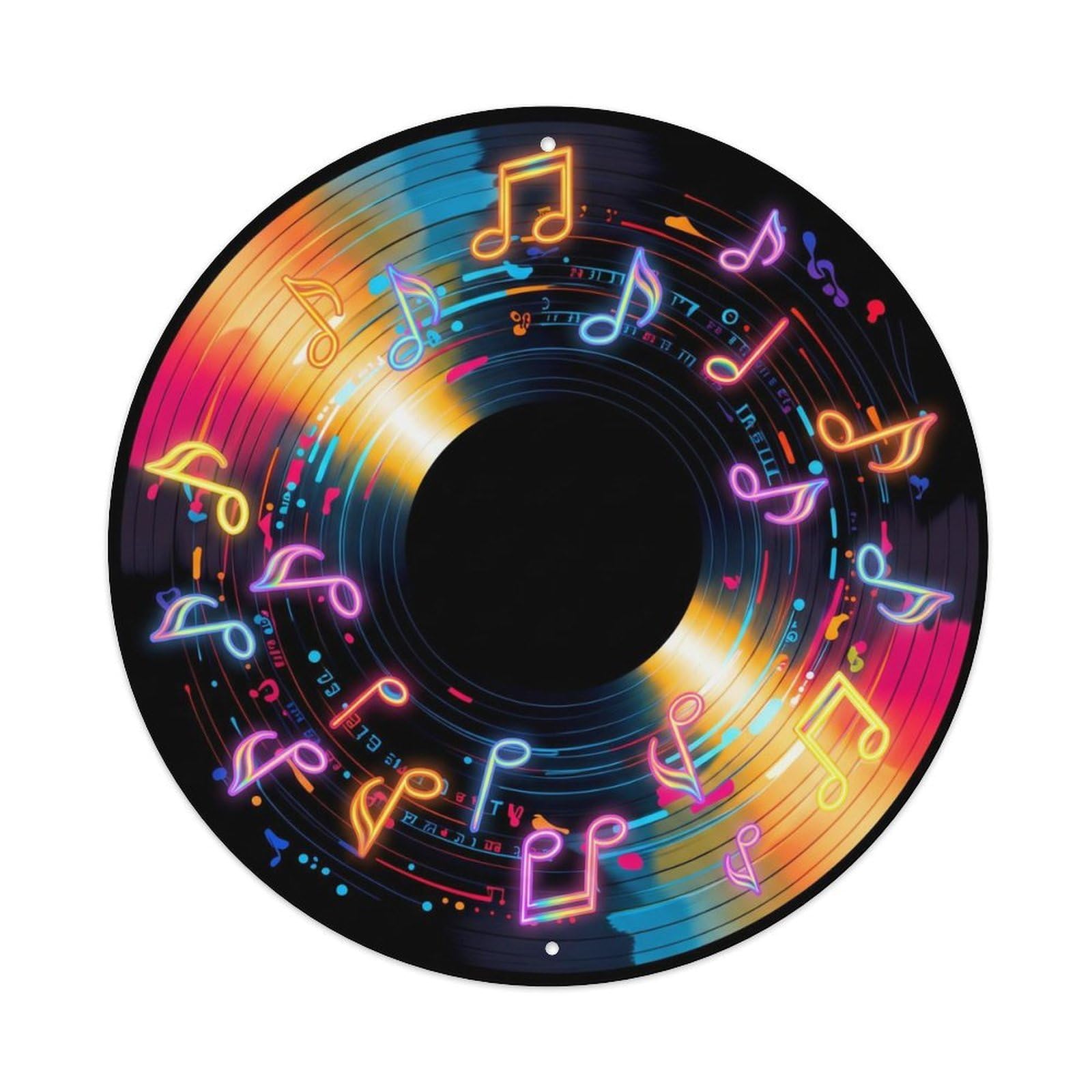 Colorful Music Vinyl Records Spirited Rainbow Glow Metal Tin Sign
