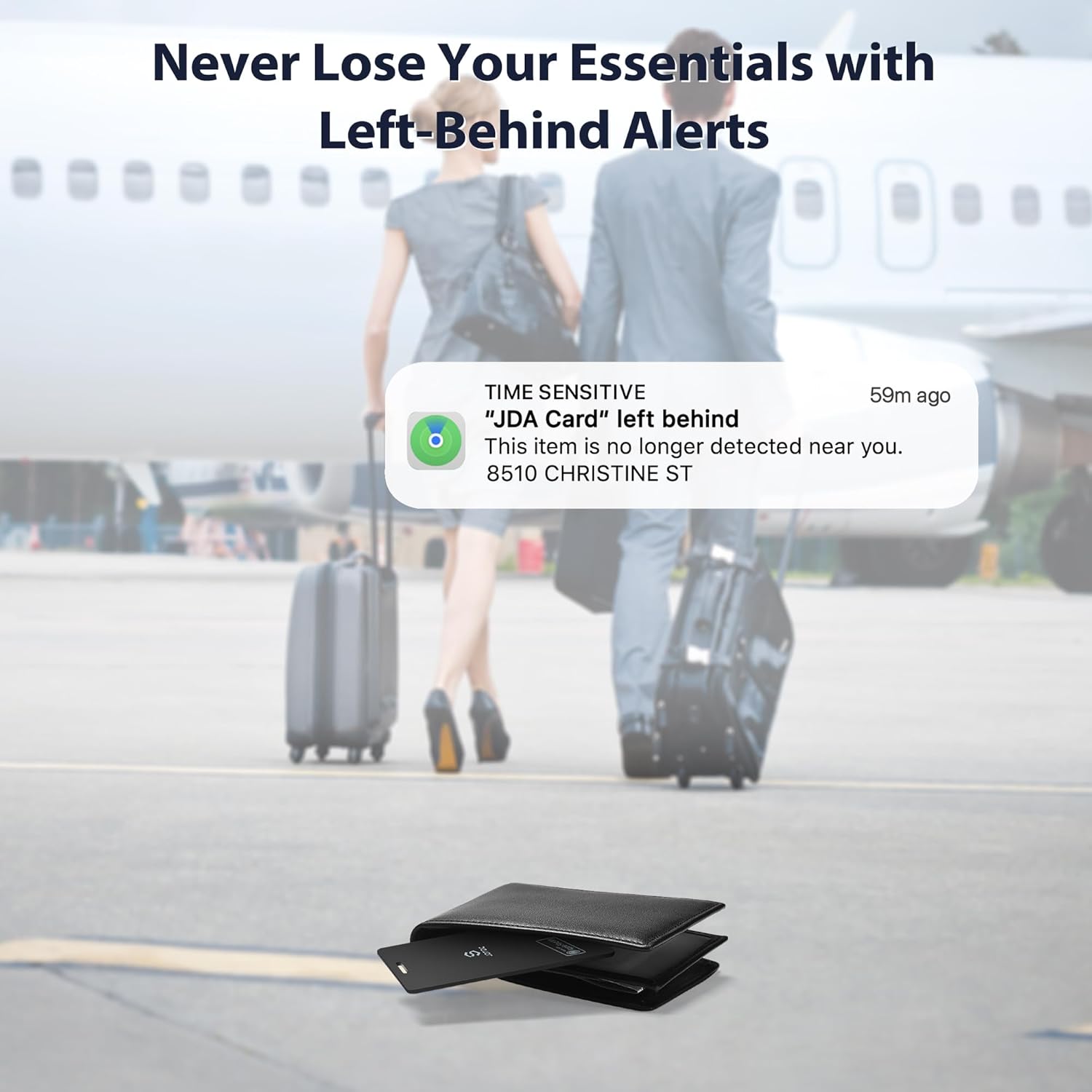 Smartcard-Wallet-Tracker-Card Apple MFi Certified Air-Tag Card - Work with Apple Find My (iOS Only) - Ultra-Thin Credit-Card-Sized-Tracker for Passport, Key Luggage Tracker Anti-Loss Item Locator