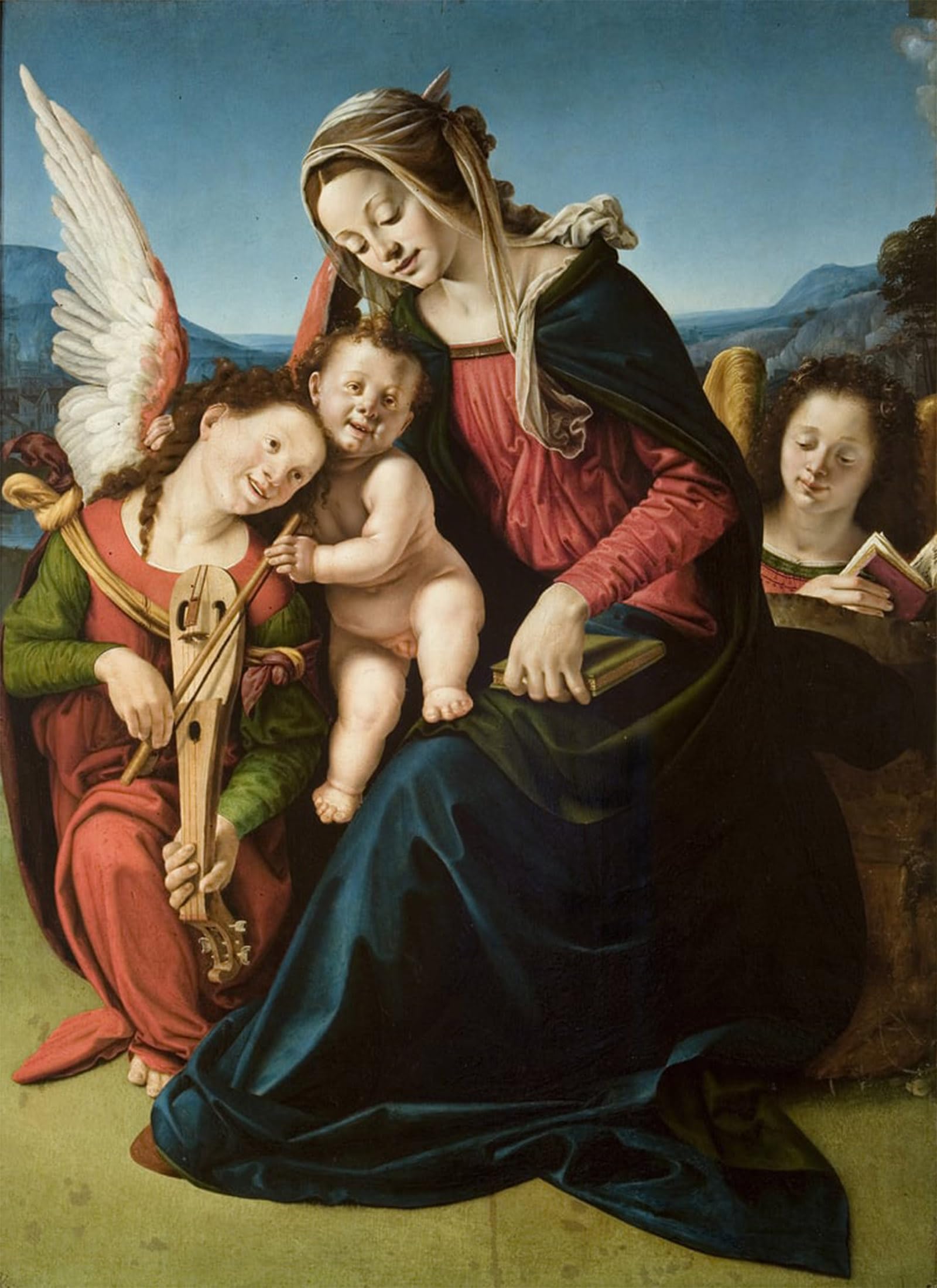 POSTERIIk Famous Modern Artwork Art Mural the Virgin and Child with Two Angels by Piero Di Cosimo Oil Paintings Pictures for Home Decor 60x90cm