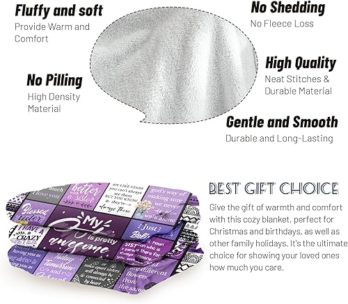 Miniatura 5 de Manta de regalo para hermana, regalos de feliz cumpleaños para hermana, regalo único para mi querida hermana en el día de la madre, Navidad, manta