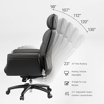 EUREKA ERGONOMIC Royal Ergonomic Office Chair Executive Desk Chair, Microfiber Leather High Back Executive Chair Comfy Ergonomic 360 Swivel with Lumbar for Home Workshop- Black
