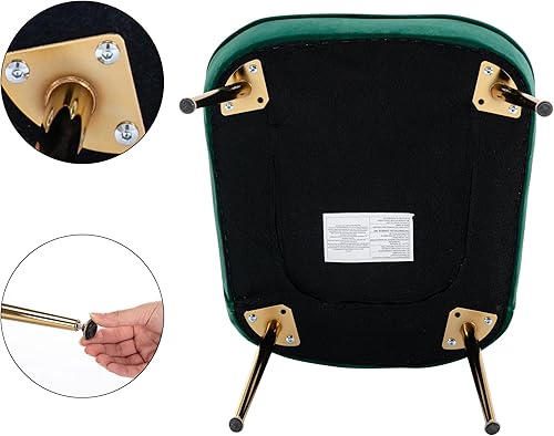 Miniatura 5 de Juego de 2 sillas decorativas de terciopelo cómodas para sala de estar, sin brazos, silla lateral de mediados de siglo, silla de sofá individual con