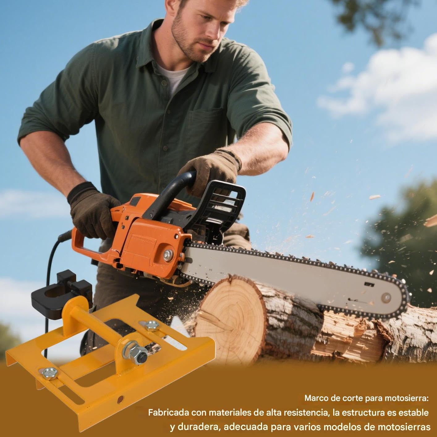 Guía de Aserradero con Motosierra Herramienta Portátil para Aserradero | Guía de Corte de Precisión Accesorio Fresado Plano Abierto para Carpinteros Constructores Interior Exterior Patio