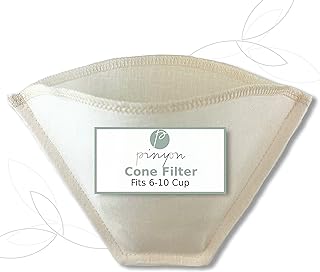 Cloth Reusable Cone Coffee Filter (Size #4) - Made in Canada of Hemp and Organic Cotton - Zero Waste, Eco-Friendly, Natura...
