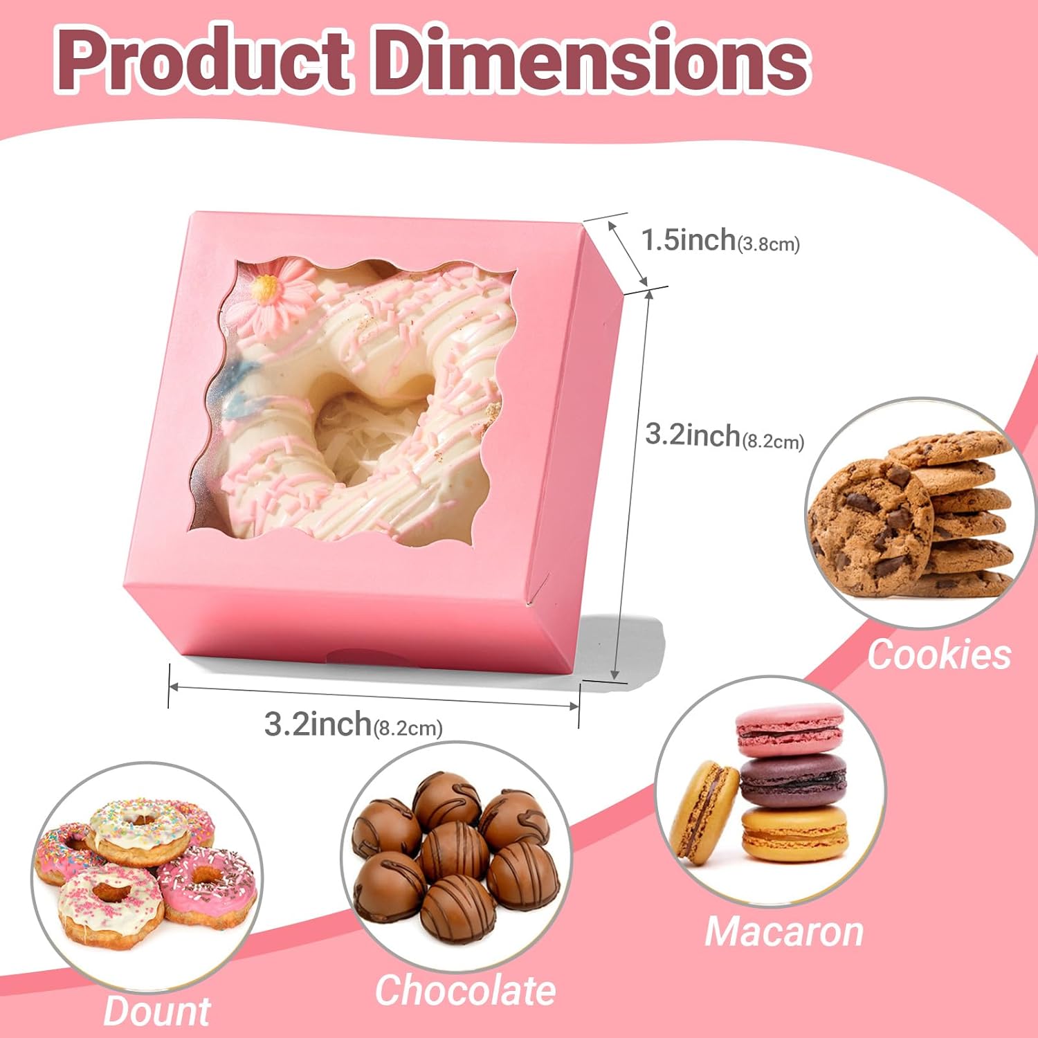 3 ¼" x 3 ¼" x 1 ½" Chocolate Truffle Boxes for 4，Cookies