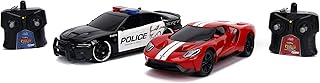 Jada Toys Hyperchargers Heat Chase Radio Control Vehicle - Twin Pack with USB Charging (2Piece), 1: 16 Scale, 2015 Dodge Charger SRT Hellcat & 2017 Ford Gt