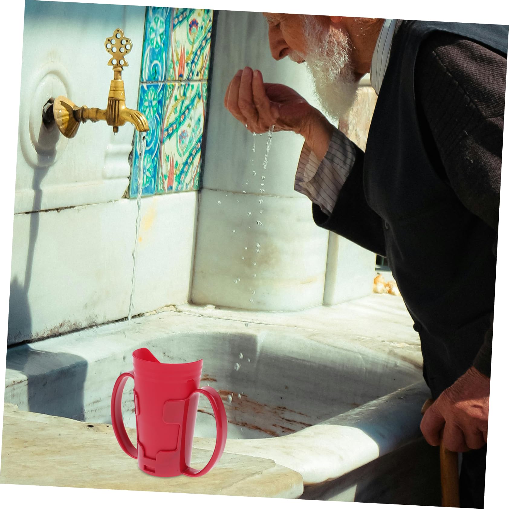 5piezas Taza De Antiderrame Para Pacientes Discapacitados y Ancianos Vaso Inclinado Para La Hidratación Para y Agua Diseño Ergonómico y Práctico Rojo