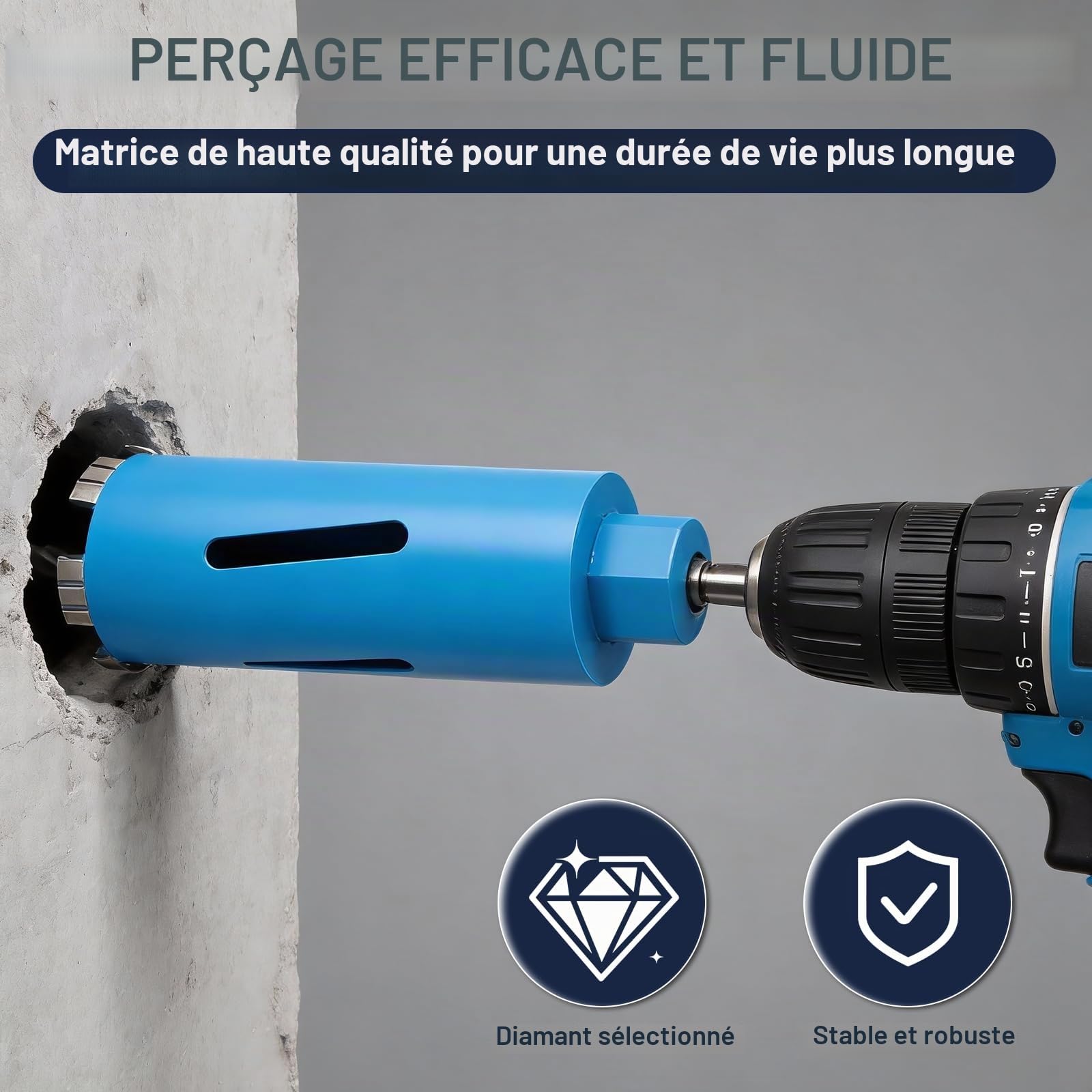 Couronne de forage diamantée M16, Ø 68 mm, pour carotteuse, couronne de forage à sec et humide avec turbo, SDS-Plus pour marteau perforateur, couronne de forage à sec pour béton