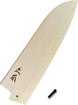 MASAMOTO Santoku Knife/Bunka Knife Sheath with Pin 7" 180mm for VG, AT, HC, ZA, FH Series, Wooden Kitchen Knife Protect Cover, Japanese Natural Magnolia Wood, Made in JAPAN