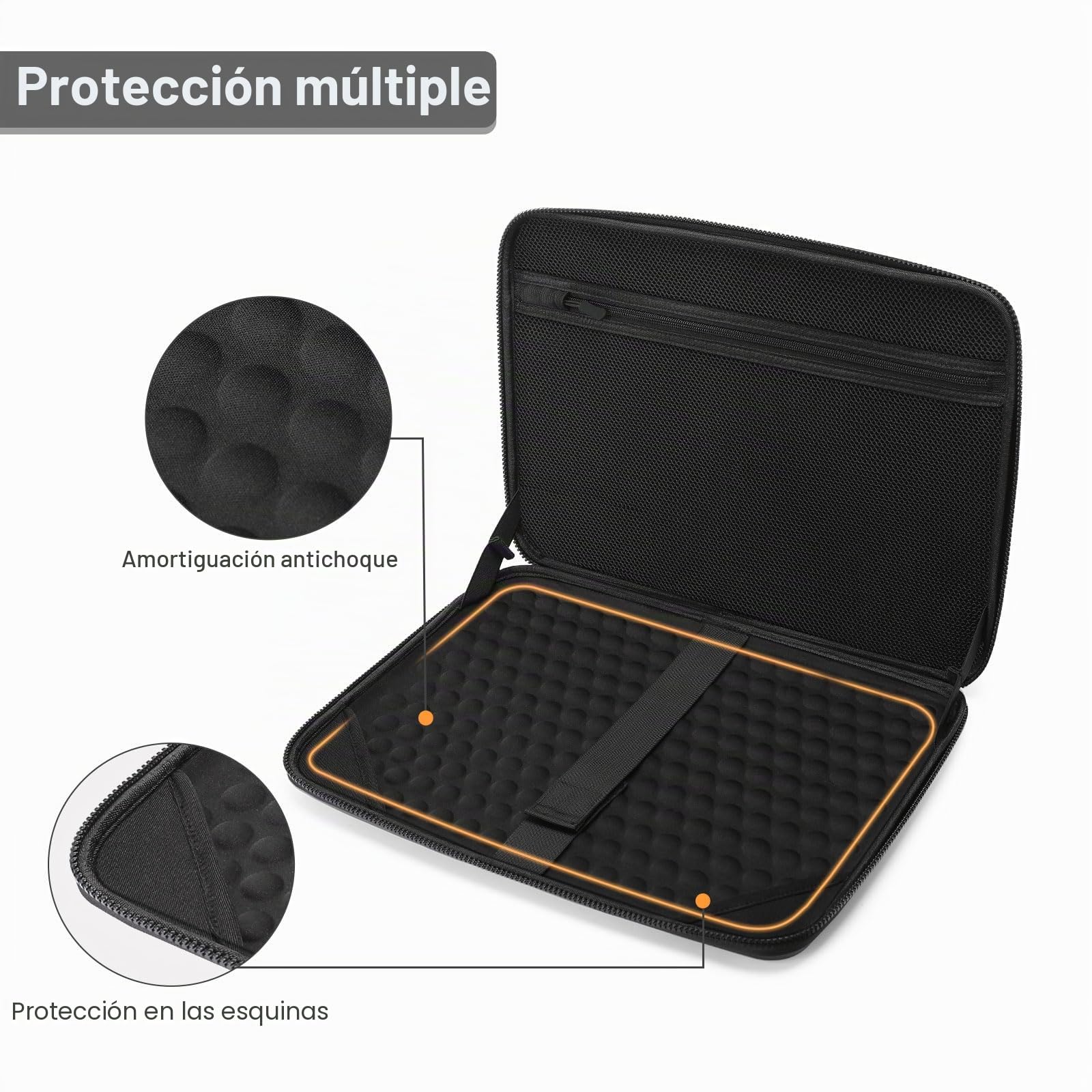 MOSISO Funda Rígida para Portátil, 15,6 Pulgadas Ordenador Bolsa Compatible con MacBook, HP, Dell, Lenovo, Asus, 16 Pulgadas Abstracto Geométrico Impermeable Bolsa de Transporte con Correa, Negro