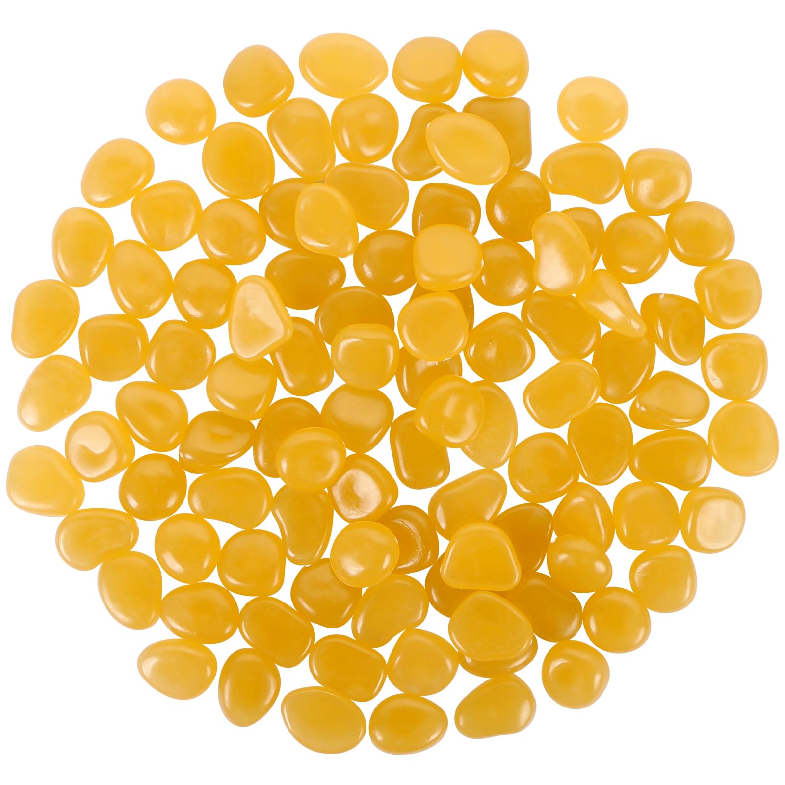 100 PCS Glow in The Dark Garden Pebbles Stones Rocks, EVERMARKET Glowing Rocks for Yard and Walkways Decor (Orange)