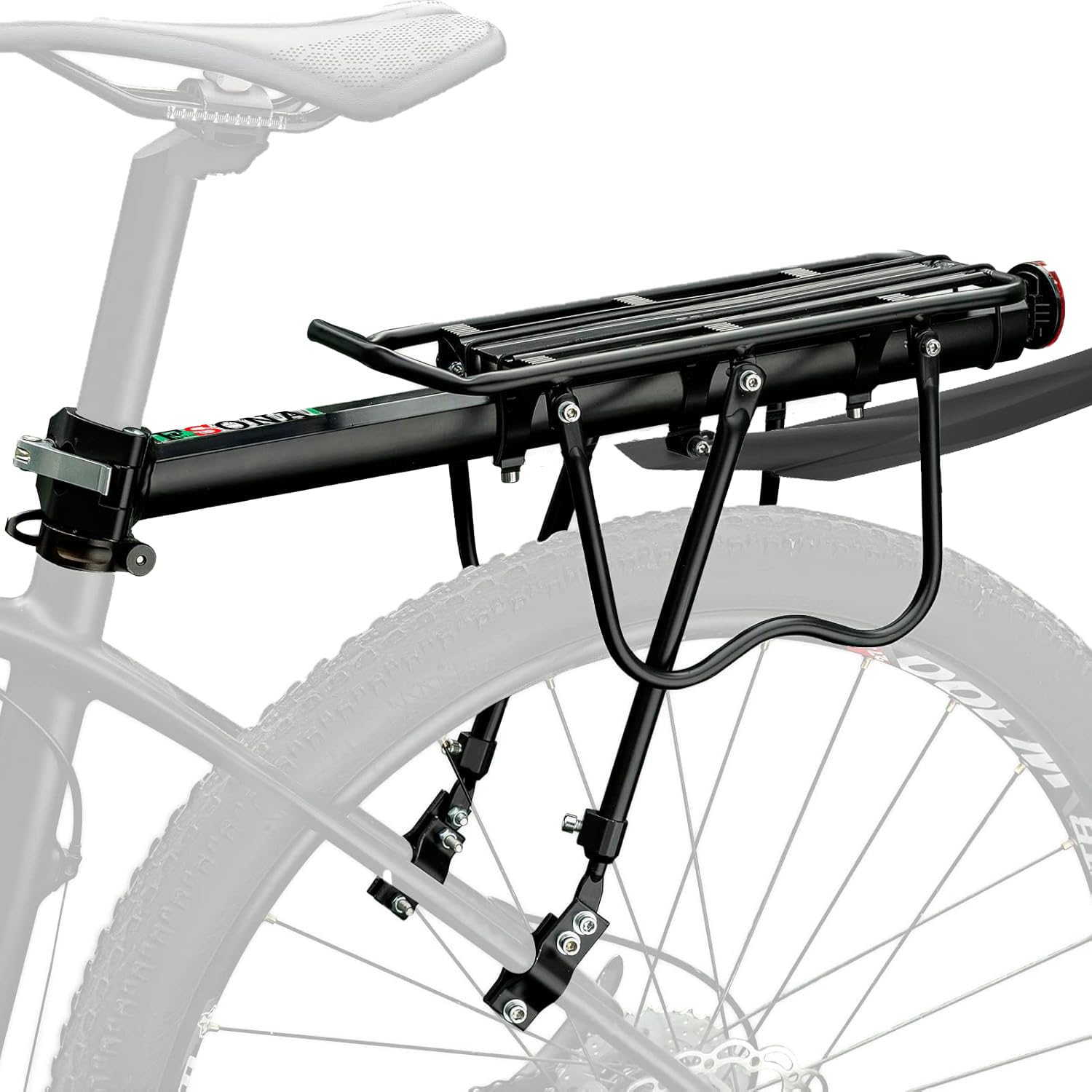 Porte-bagages arrière réglable pour vélo avec garde-boue et réflecteur, capacité de charge de 100 kg, porte-bagages universel