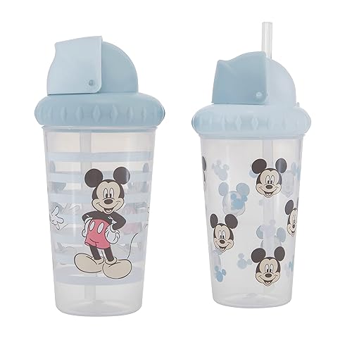 Disney Vasos para sorber para niños y niñas  Paquete de dos vasos para sorber de 10 onzas con popote y tapa, botella de agua de viaje azul duradera disponible en Yaxa Peru