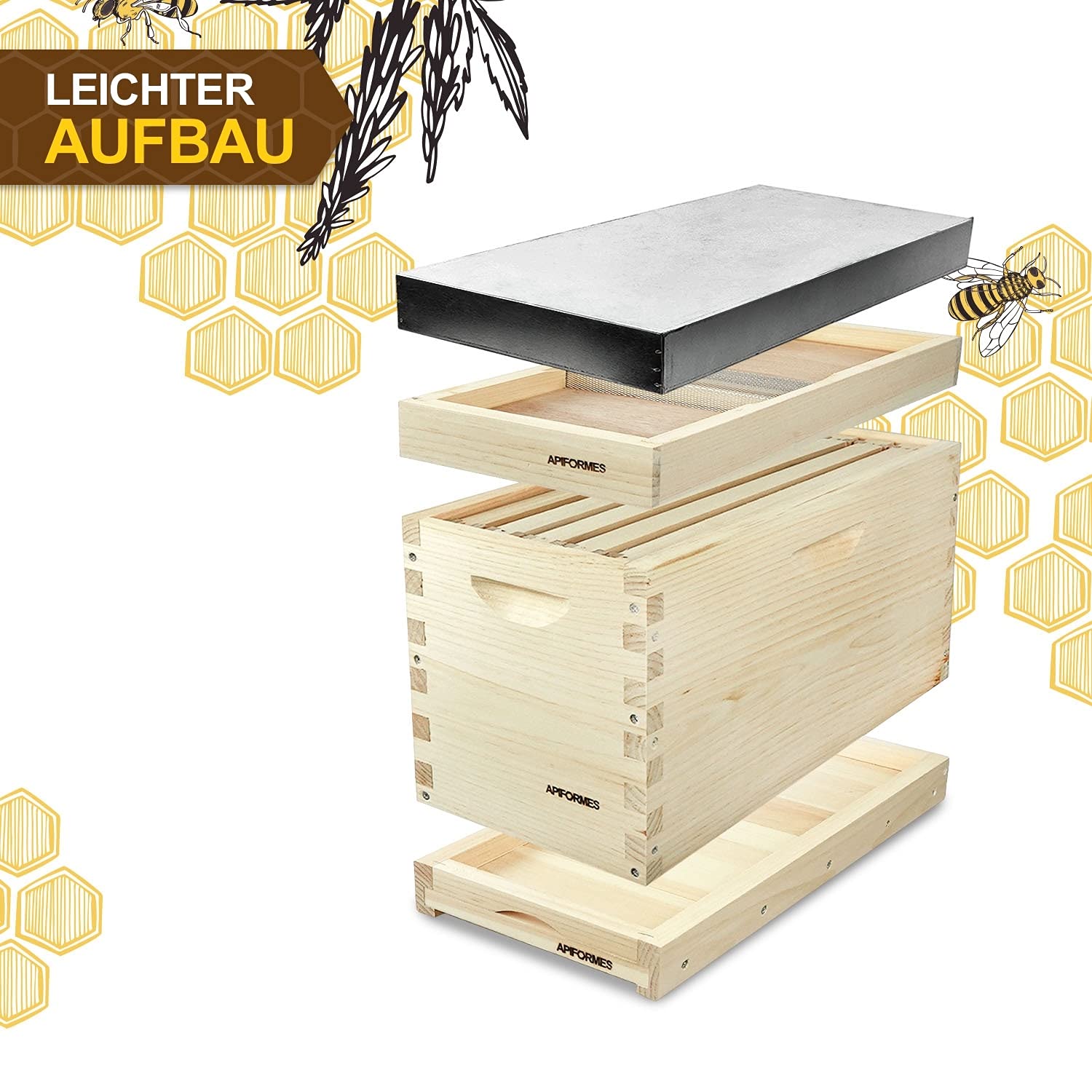 APIFORMES Langstroth Ablegerkasten – 5 Waben Massivholz Holzbeute Imkereibedarf