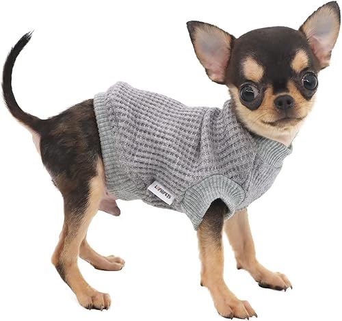 LOPHIPETS Suéteres ligeros para perros pequeños, cachorros, chihuahua Yorkie, ropa grisXXS