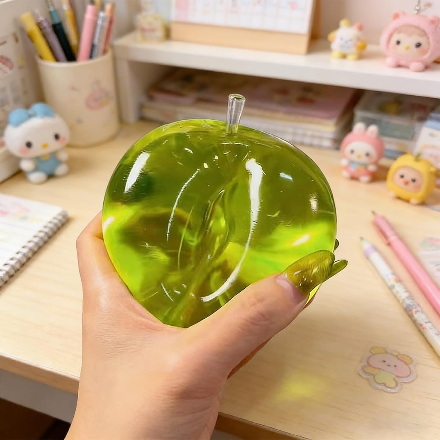 Squishy Apple Slow Rising Fruit Squishies, Realistic Squeeze Luck Green Apples Rebounding Stress Ball Soft Anxiety Relief Fidget Toy for Adults Cute Desk Decor & Party Favors(Green 1pc)