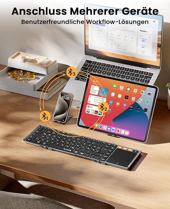 ProtoArc XK01 TP összecsukható Bluetooth billentyűzet touchpaddal QWERTZ