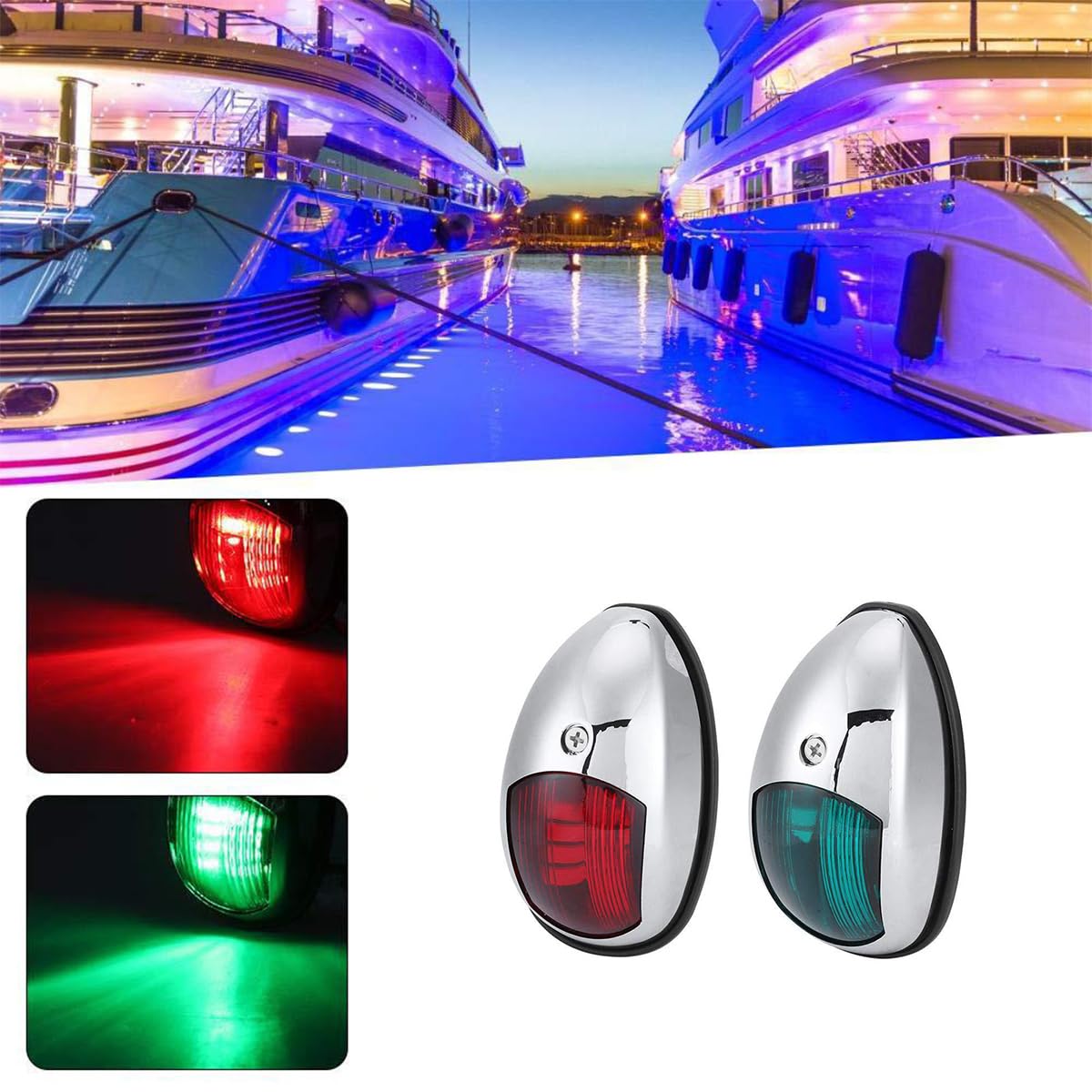 2pcs 12V Marine Rouge Et Vert LED Feu De Navigation, Feu De Navigation Étanche Vert Tribord Rouge Port Lumière, Monté Latéral, Peut Accueillir Jusqu'à 20 Mètres De Bateau