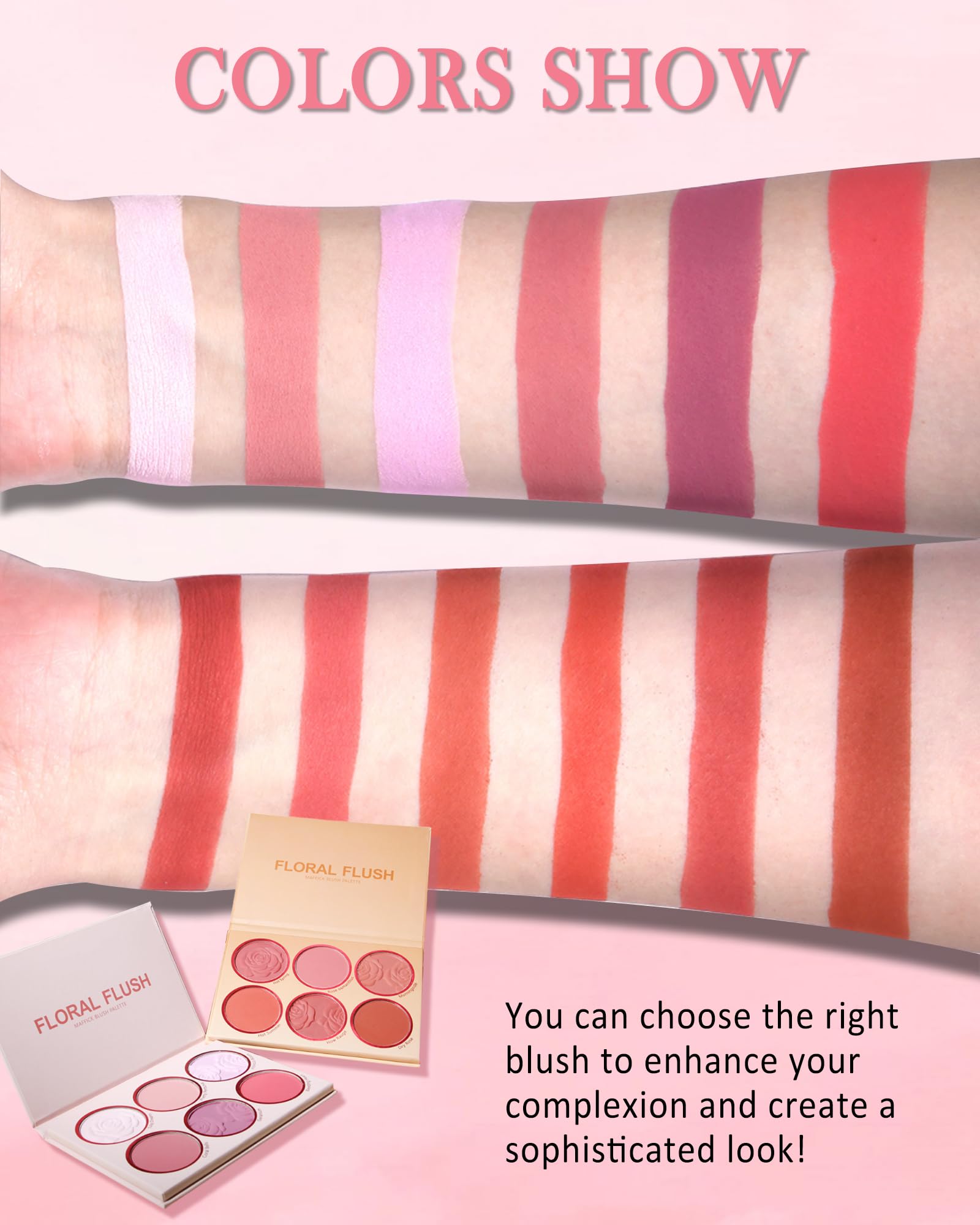 Paleta de rubor facial mate con brocha, 6 colores de alto pigmento, mineral sedoso, mezclable, polvo de contorno para mejillas, cosméticos de belleza facial de larga duración, regalo de maquillaje 6