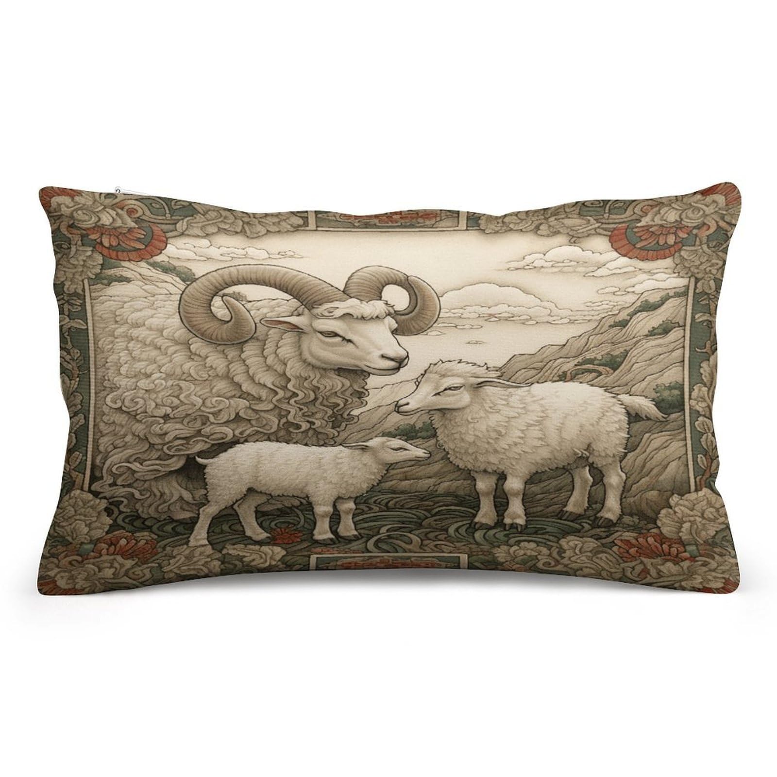 Wsoihfec Style Sheep Pattern Throw Pillow Covers Decorative, Pillow Cases Soft Plush, Modern Farmhouse Boho Cushion Cover For Bed Couch Sofa Living Room Spring Decor8 X12