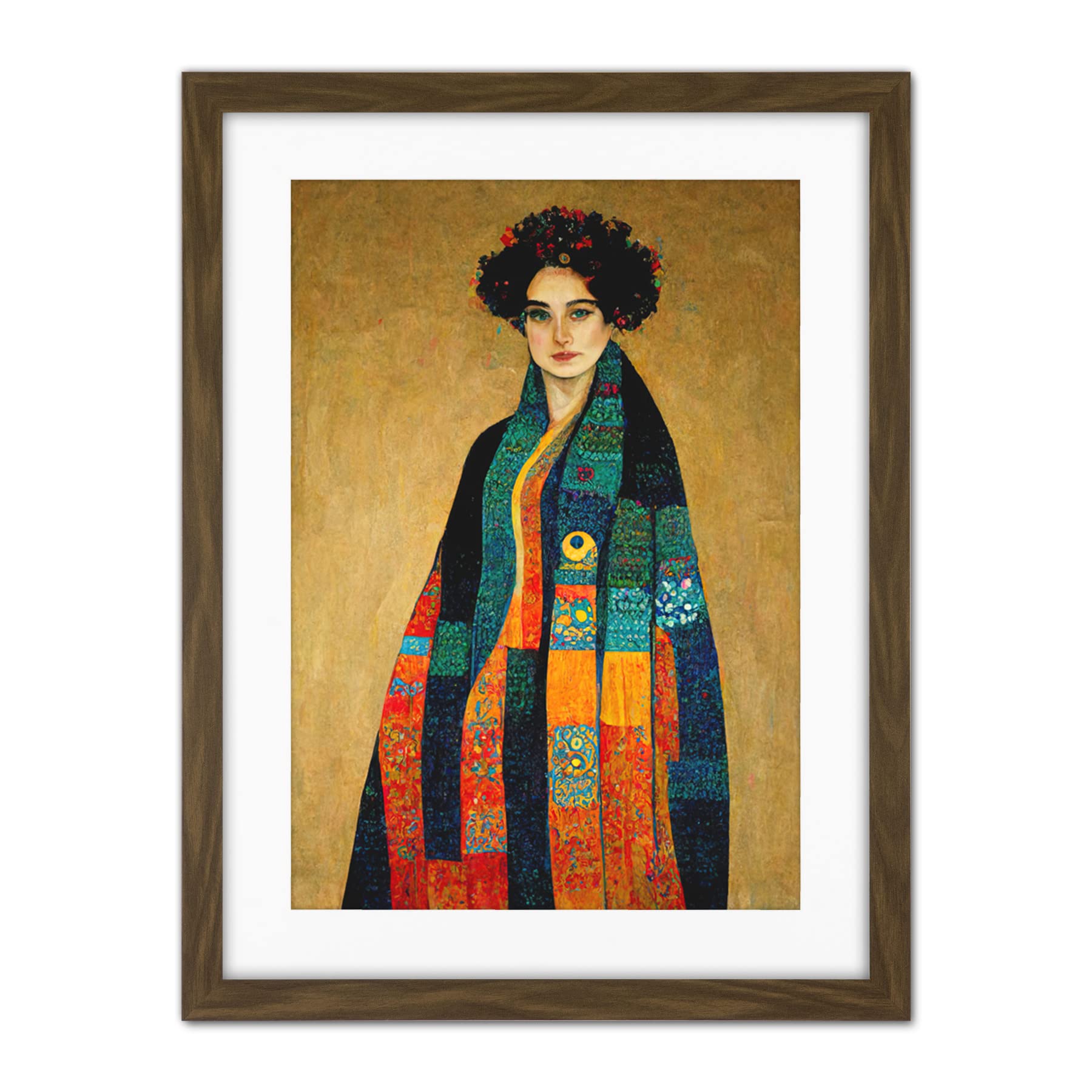 Doppelganger33 LTD Gustav Klimt Inspired Female Portrait Woman Artwork Framed Wall Art Print 18X24 Inch