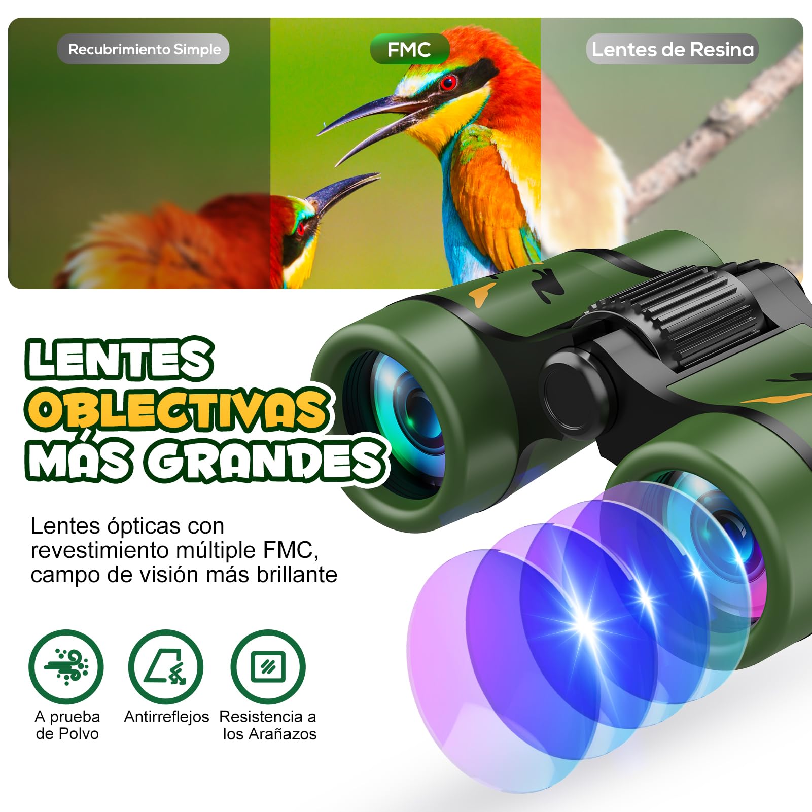 Dislocati Juguetes para Niños 3-9 Años, Walkie Talkie Niños Regalos Cumpleaños Niños 3-9 Años Prismáticos Niños Juegos Jardin para Niños 3-9 Años Juguetes Exterior Binoculares Regalos Navidad Niños