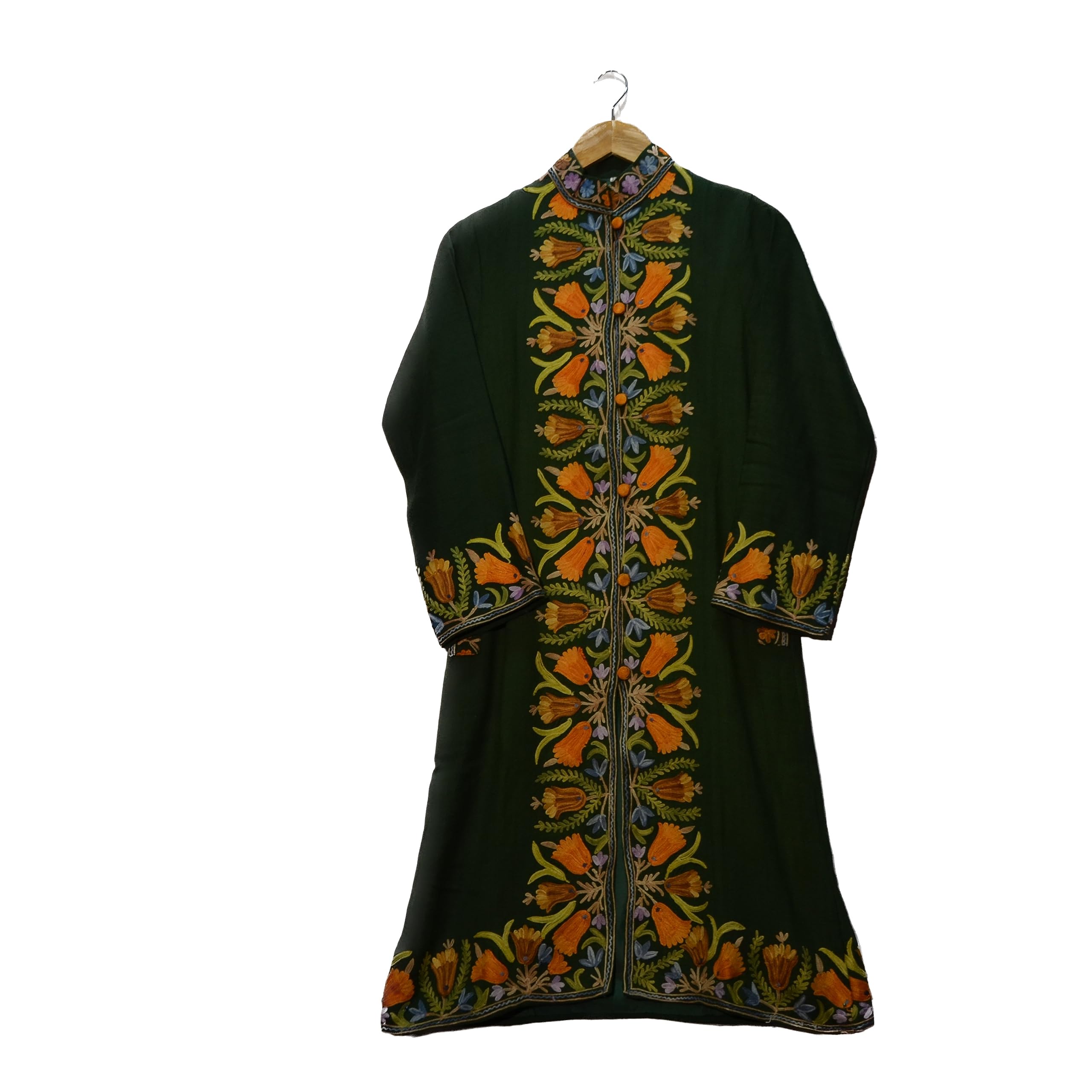 craftbazar Kashmiri Woolen Embroidered Long Coat with Border Embroidery.Size-38-picture-22